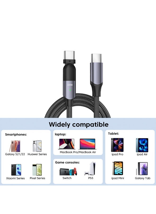 Talzeo 100W USB-C Fast Charging Cable | 180° Rotating PD 5A High-Speed Charger & Data Cable - Image 4